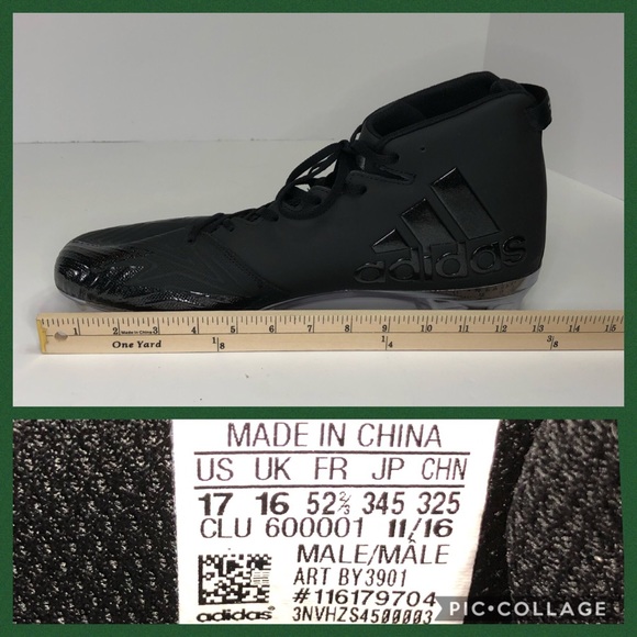 NWOT Adidas Football black Cleats size 17 - Picture 3 of 6